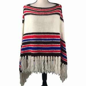 Shawl Hand Knitted Vintage  M/L